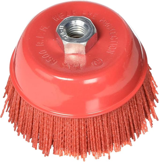 Al's Liner Abrasive 180 Grit Nylon Bristle Cup Brush 6 Inch Safe