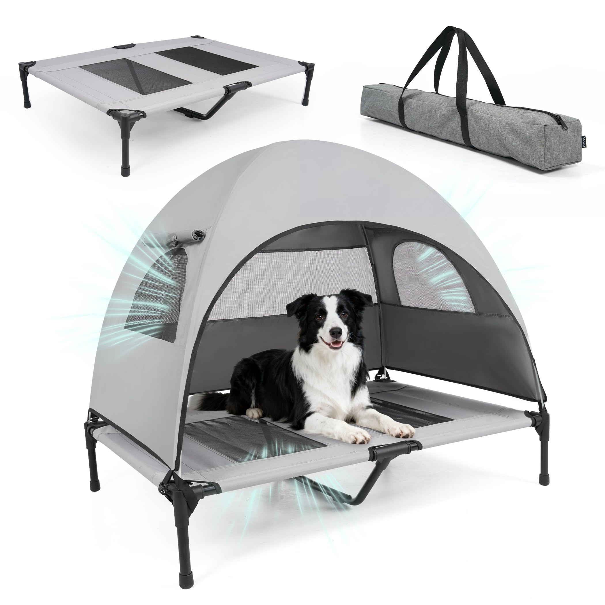 XUVIRA Medium Outdoor Dog Bed with UV Canopy