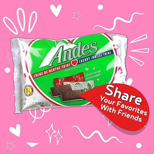 Miniatura 5 de Andes Mint Cherry Jubilee and Creme De Menthe, caramelo para el día de San Valentín, paquete de 2, 9.14 onzas