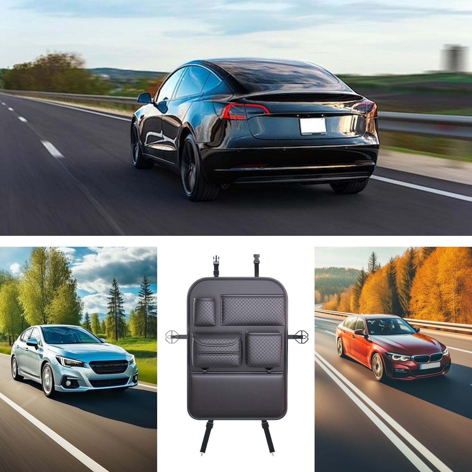 Organizzatore Posteriore Sedile Organizzatore Auto Con Tasche Portaoggetti | Tasche Regolabili Risparmio Spazio per Bottiglia d'Acqua e Occhiali da Sole