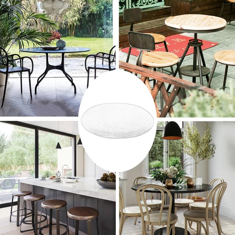 4 Pack Round Leather Chair Pads, 13.7" Kitchen Chair Pads with Non-Slip Backing, Removable Chair Cushions for Dining Chairs, Waterproof Seat Cushions for Indoor Outdoor Stool, White