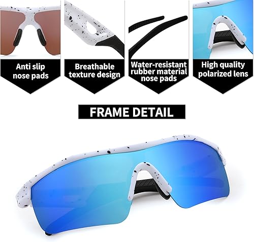 Miniatura 3 de FEISEDY Gafas de sol polarizadas de béisbol para niños y adolescentes, marco TR90 para niños y niñas, ciclismo B2454