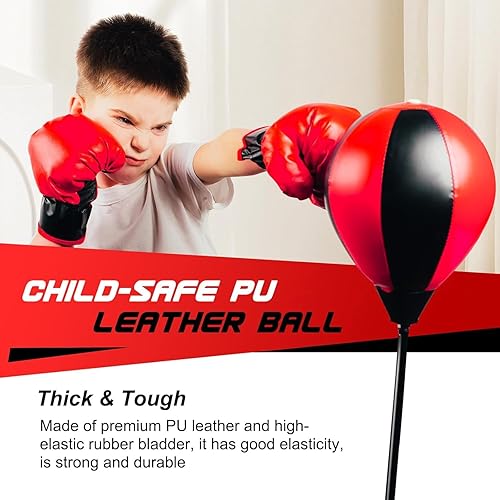 Miniatura 3 de Saco de boxeo para niños de 3 a 8 años, bolsa de boxeo para niños con guantes y soporte ajustable, juguete deportivo para niños