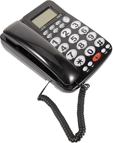 Housoutil Teléfono de escritorio portátil de mesa con pantalla grande, fácil instalación, teléfono fijo con cable para oficina y uso doméstico,