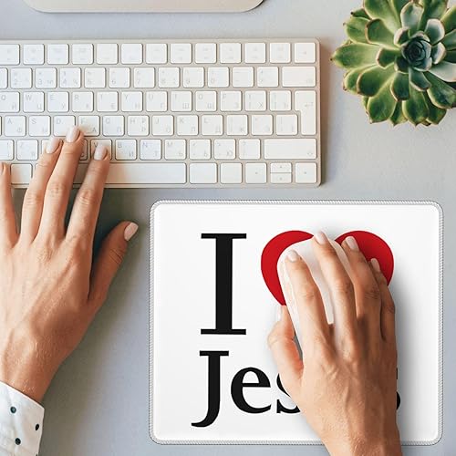 Miniatura 8 de Alfombrilla de mouse con texto en inglés "I Love Jesus", impermeable, para computadora de escritorio, tamaño 8.6 x 7 pulgadas