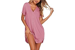 Hunn'Amour Postpartum Nightgown for Hospital with Buttons