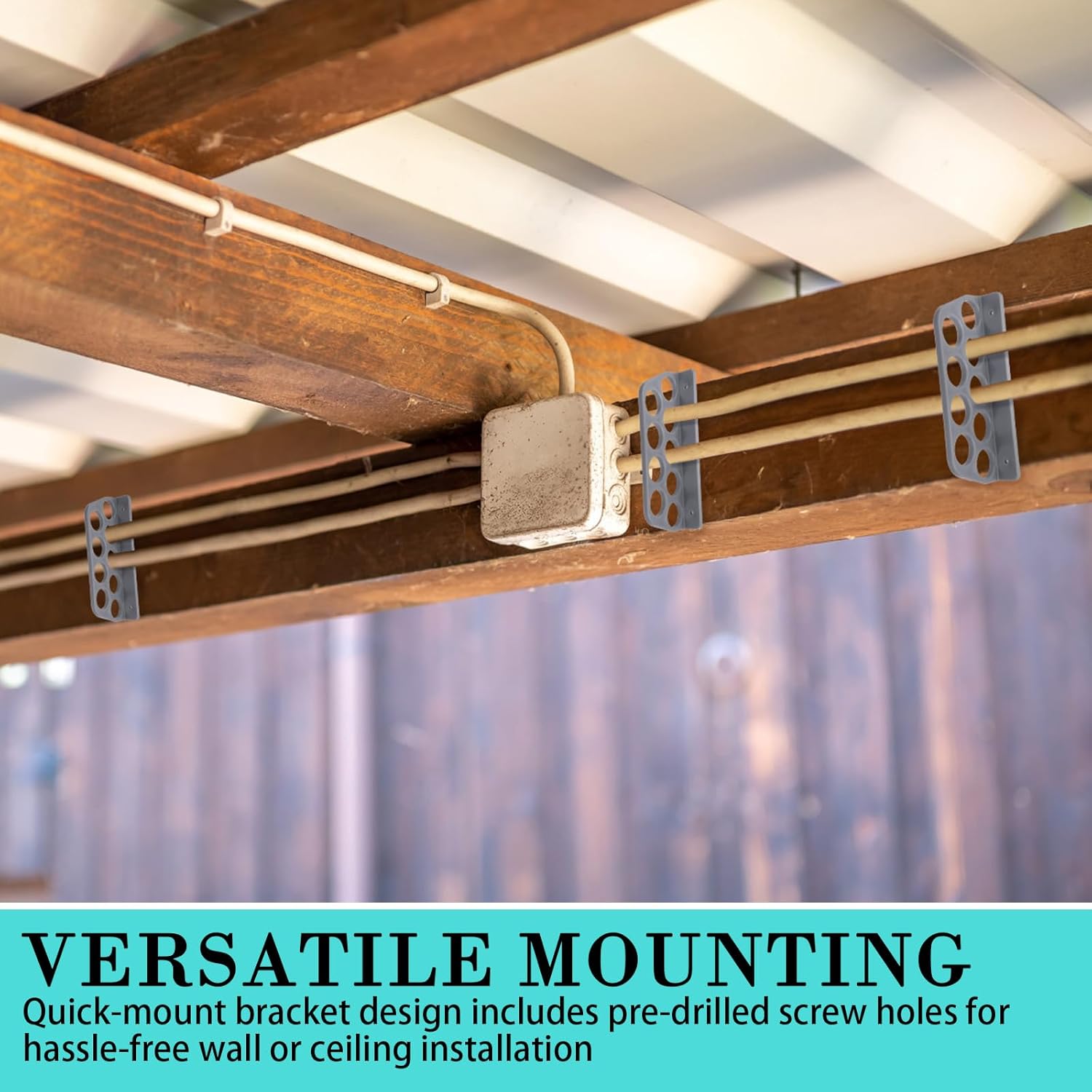 50 Pack Cable Chase-Wire Bracket, Cable Support Wire Bracket Holder for NMB Electrical Cord Organized Management, 9-Hole 1-Inch Diameter