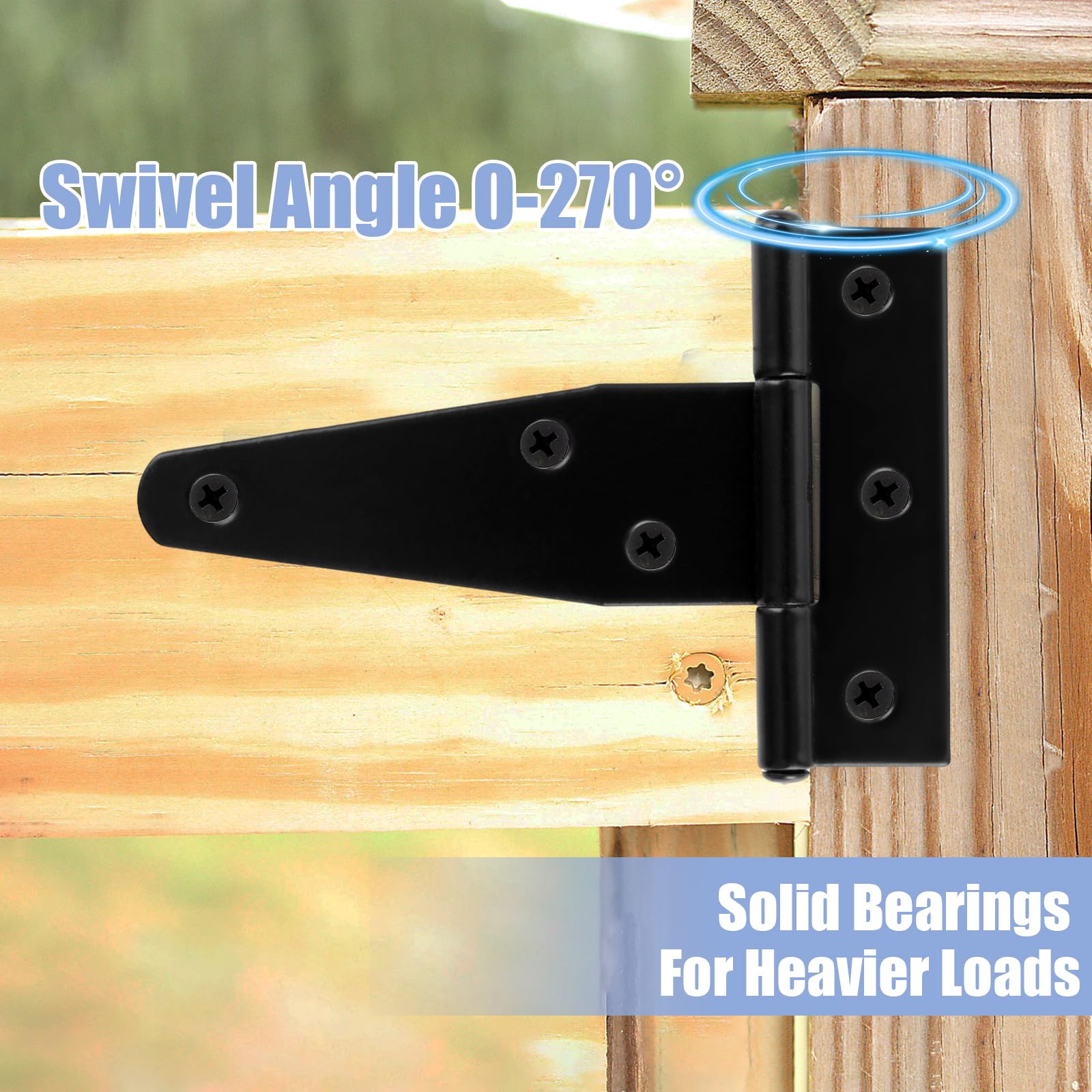 Bisagra en T de 75 mm, 20 unidades, color negro, con forma de T, bisagra plegable, resistente con 140 tornillos para puertas de madera, puertas de cobertizo, puertas de jardín, ventanas