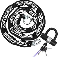 Vista 16 de AKM Candado de cadena para bicicleta de 47.2 in/4 pies, resistente, duradero, 0.472 in de grosor, antirrobo, cadena de bicicleta con 4 teclas