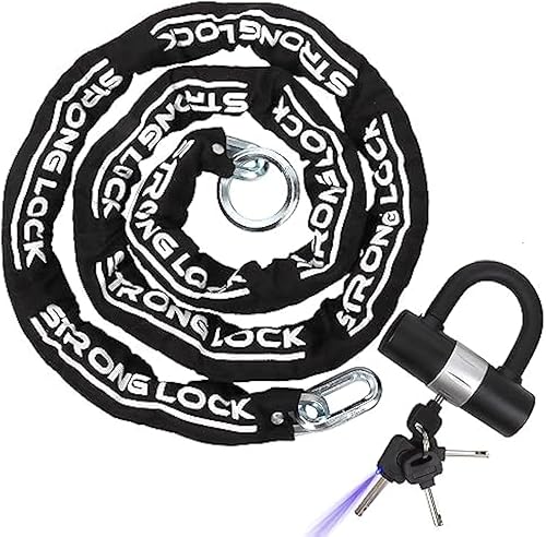 AKM Candado de cadena para motocicleta, antirrobo, 8.2 pies, súper largo, duradero, 0.472 in de grosor con 4 llaves de seguridad de 0.630 in de
