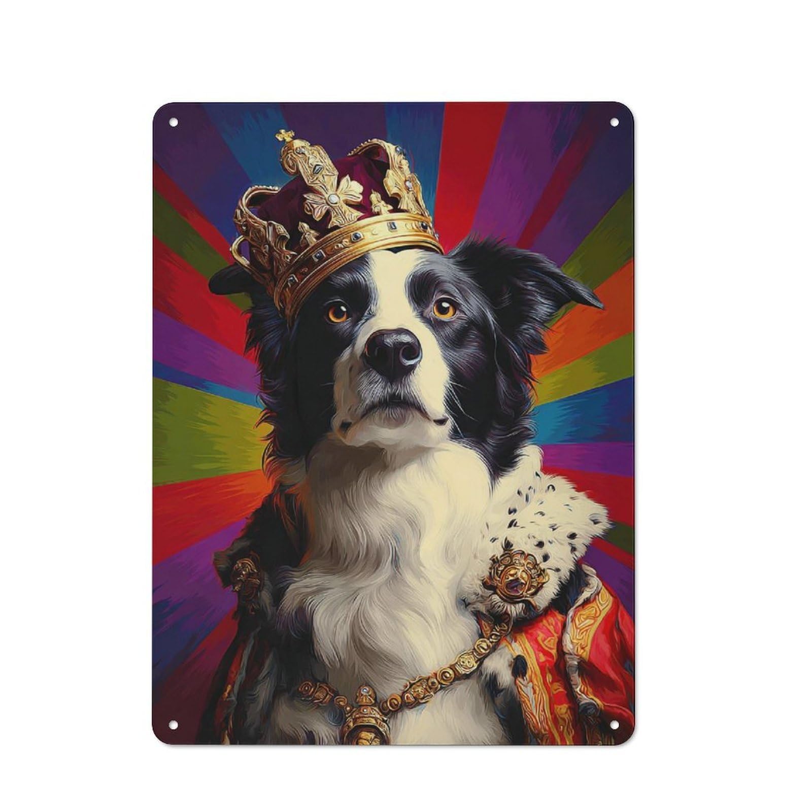 Junmoney Royal Canine Majesty Portrait -9 Rustic Tin Wall Plaque 40X30cm For Bar Or Restaurant, For Vintage Wall Decor Fans, For Garage And Workshop Walls