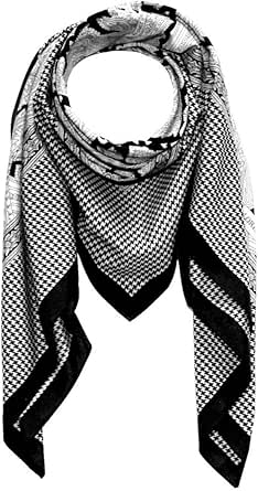 Foulard Lorenzo Cana En Coton Et Soie – écharpe Carrée 110x110 Cm Motif Vichy Gris Blanc Noir