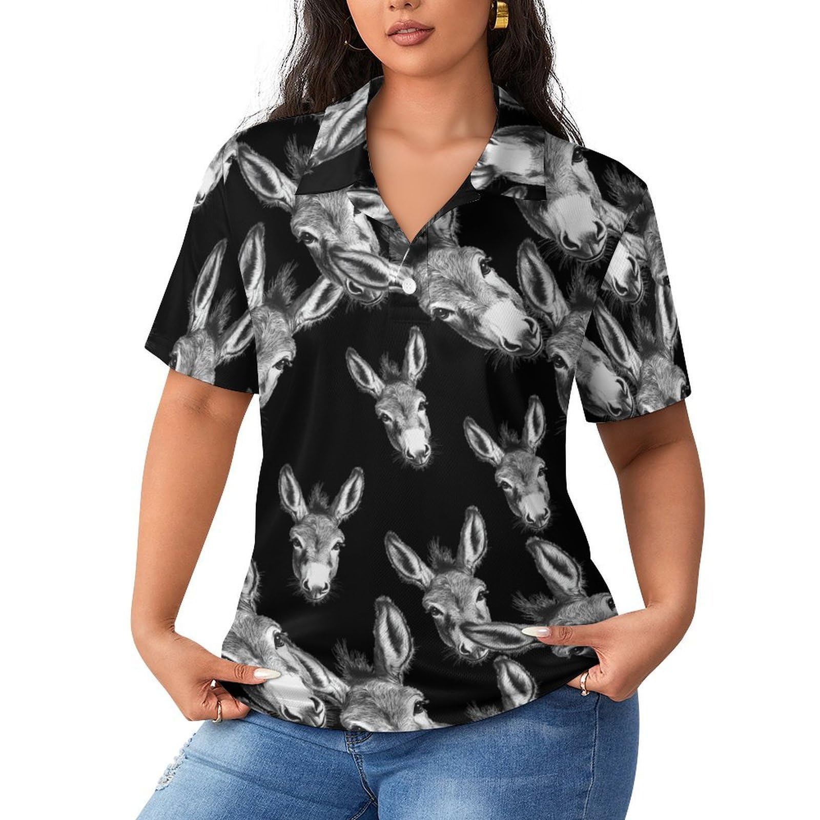 Polo clásico de manga corta con cuello Funny Donkey para tenis 8