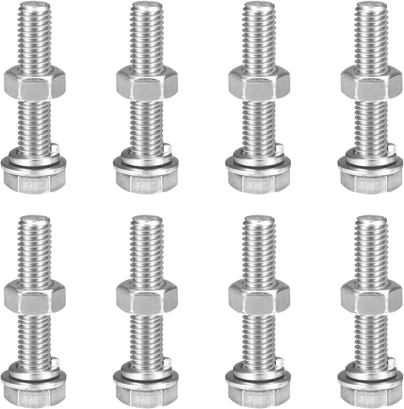 Sourcing Map M8 Femelle N° 45 Ressort Gaz Acier Raccord Mixte Béquille Argent 3pcs