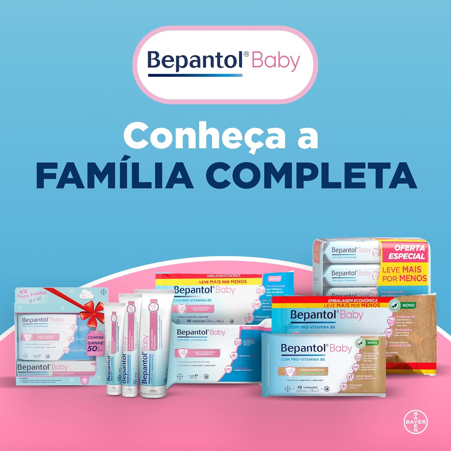 Bepantol Baby Lenço Umedecido, 48 Unidades, Fórmula Hidratante e Hipoalergênica