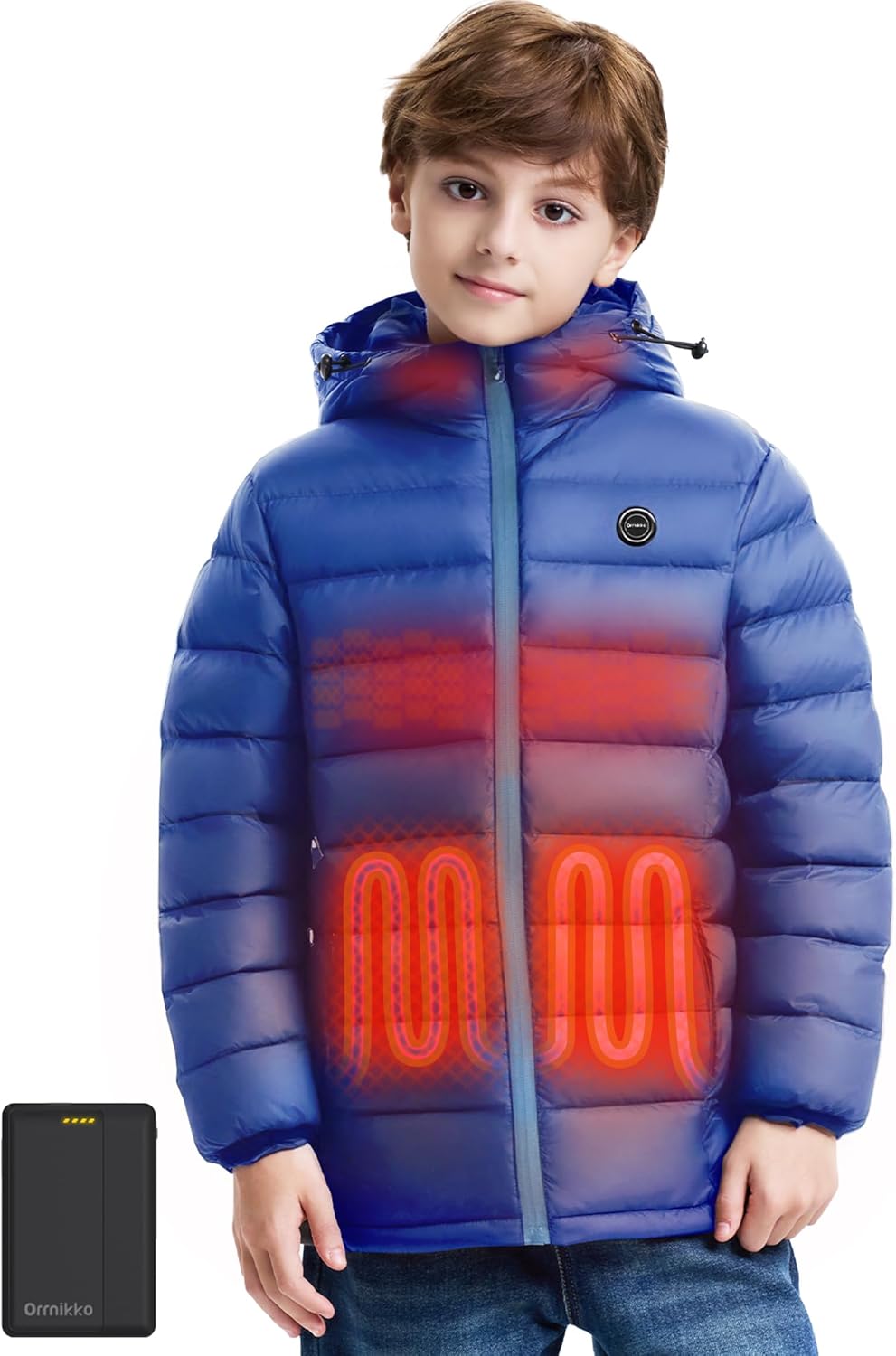 Kids Heated Jacket with Battery Pack - 7.4V Rechargeable Boys Girls Lightweight Electric Heated Coat Winter