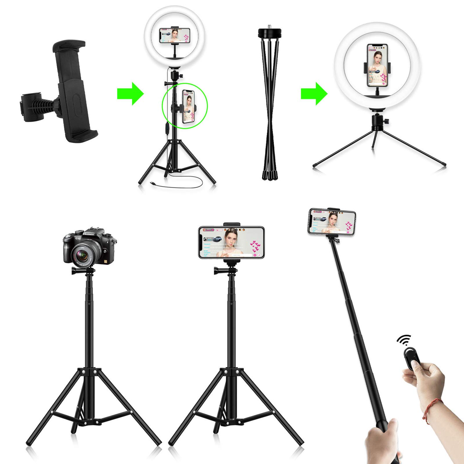 10" Ring Light, Luce per Selfie con 3 modalità & Luminosità di 10 Livelli, con Telecomando Wireless, Dimmerabile Selfie Light per Youtube Trucco Fotografia Tiktok