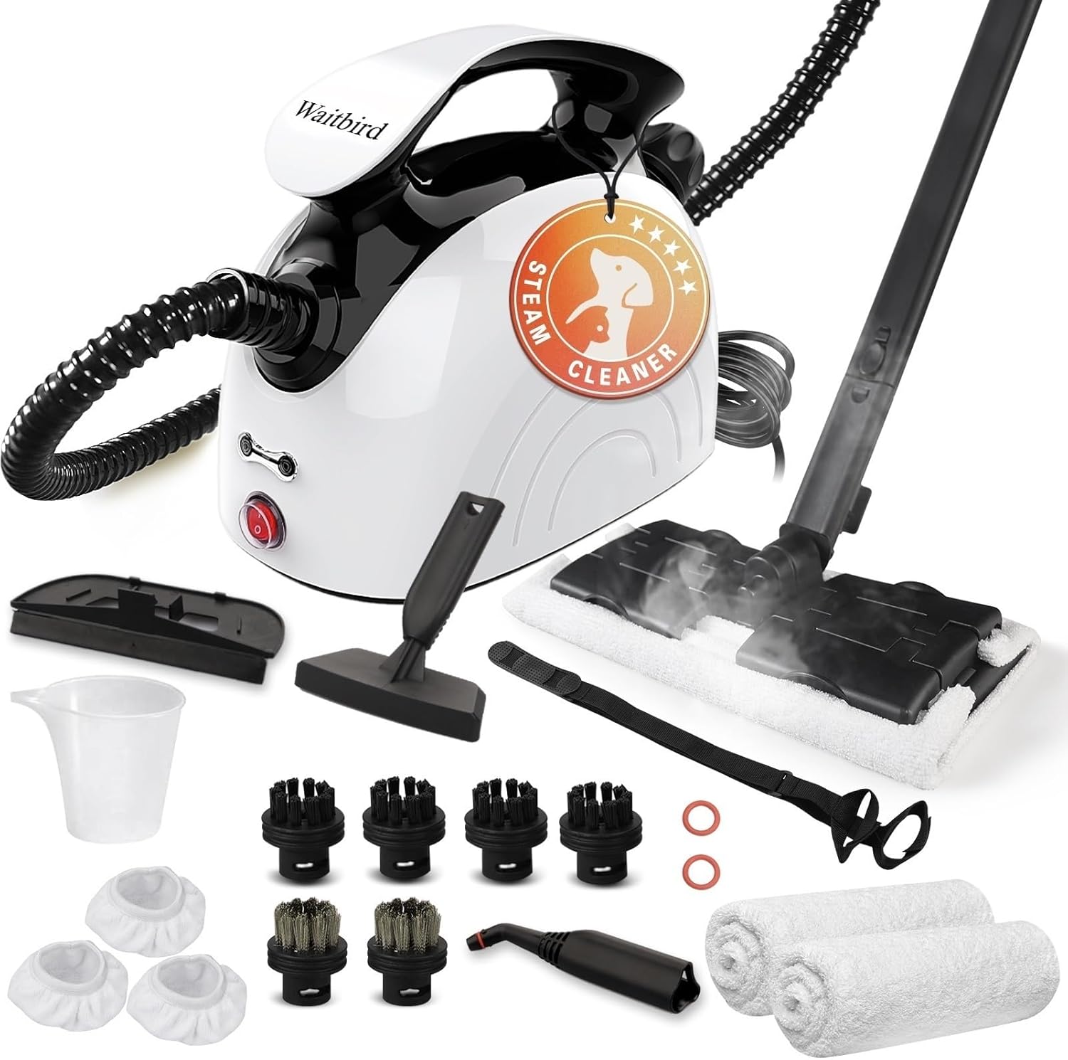 Steam cleaner, multi-purpose steam engine with 21 accessories, 248 ° F high-temperature steam, suitable for floors, kitchen oil stains, tiles, carpets, cars, toilets