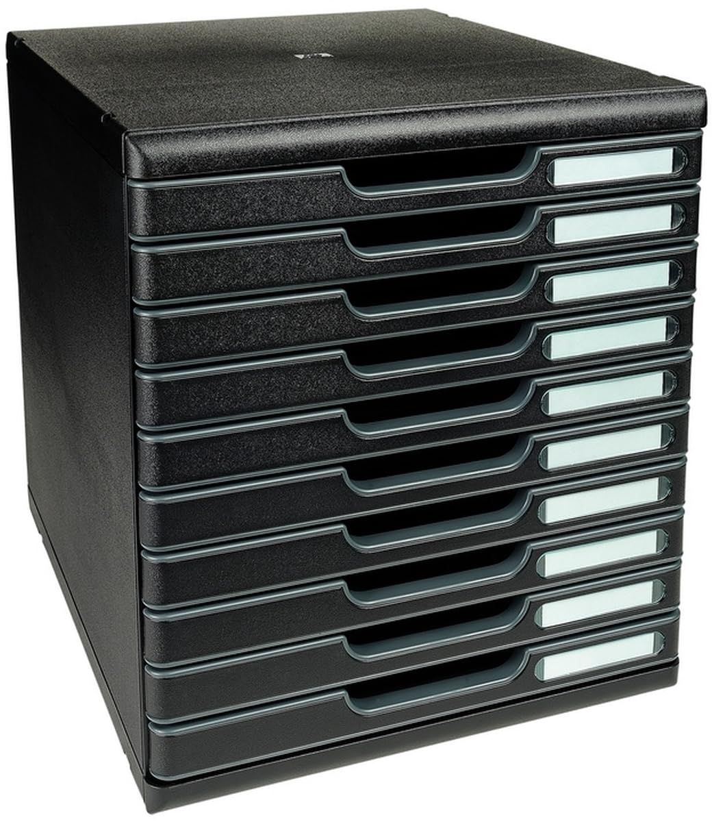 Exacompta Schubladenbox Modulo A4 10 Fächer EcoBlack Schwarz