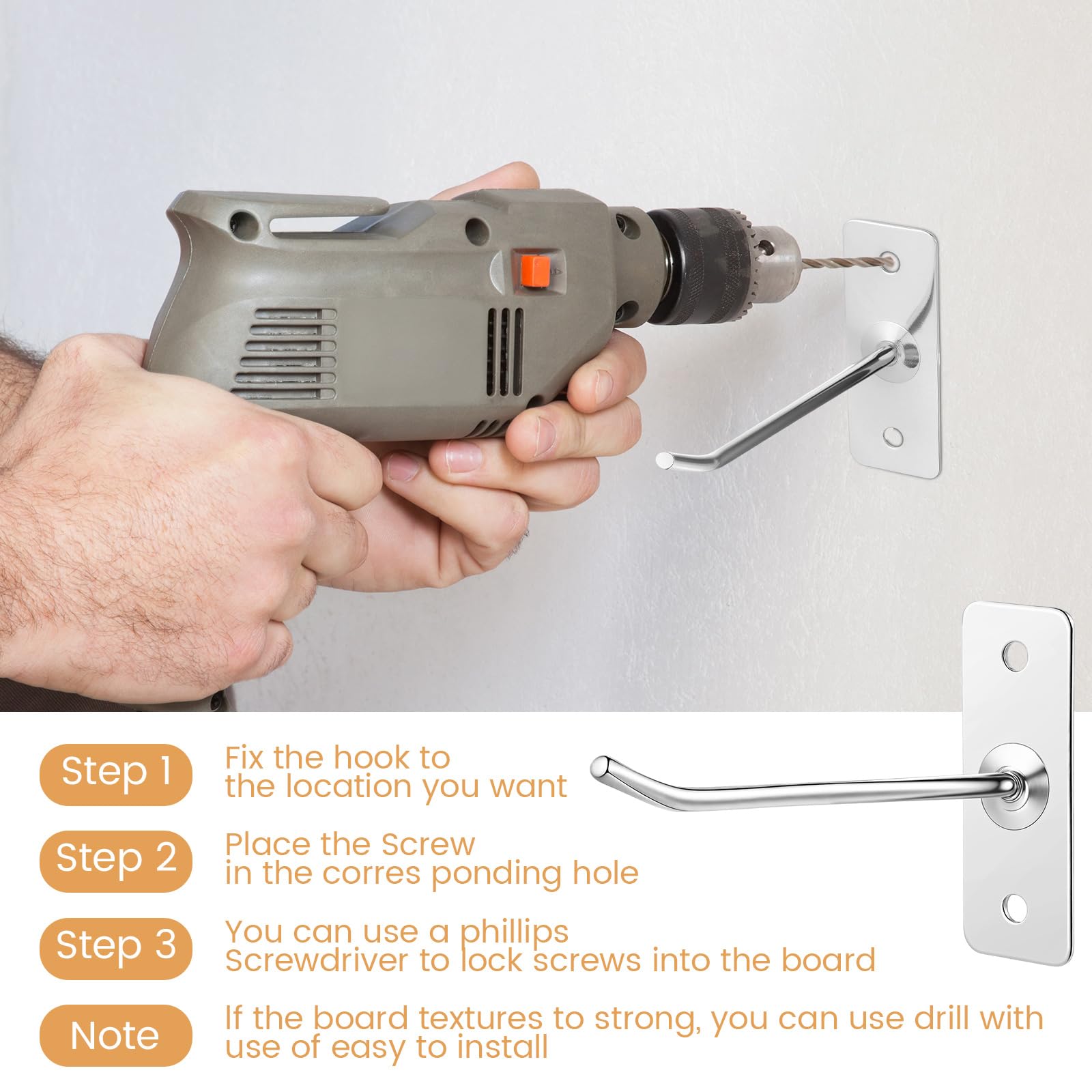 Blulu 100 ganchos individuales de acero inoxidable para colgar en la pared, de metal plateado, para el hogar, garaje, organizador de almacenamiento, tienda minorista, cocina, 3.6 pulgadas