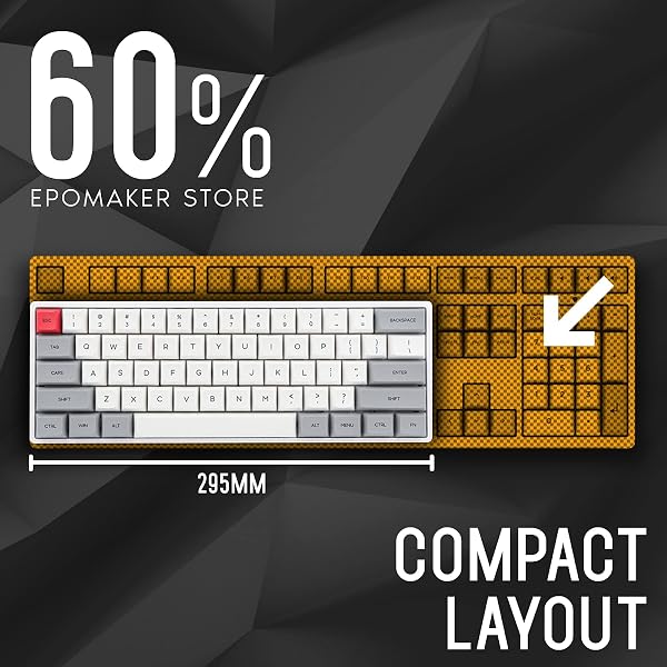 Close-up of the EPOMAKER SK61's PBT keycaps, showcasing the dye-sublimated legends and vibrant RGB backlight.