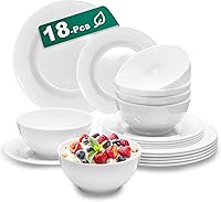 mangmong 18-Piece Unbreakable Dinnerware Set for 6 - Lightweight 26oz Cereal Bowls, 8" Dessert Plates, 10.5" Dinner Plates, Dishwasher Safe Wedding Gift