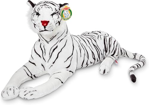 Miniatura 6 de Tigre de peluche Melissa & Doug gigante (más de 5 pies de largo), tigre siberiano blanco, realista