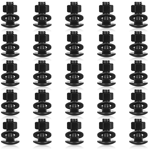 Miniatura 57 de Zonon Juego de 50 tornillos y tuercas de acero inoxidable de 1/4-20 x 3 pulgadas, cabeza redonda, cuello cuadrado, tornillos y tuercas hexagonales