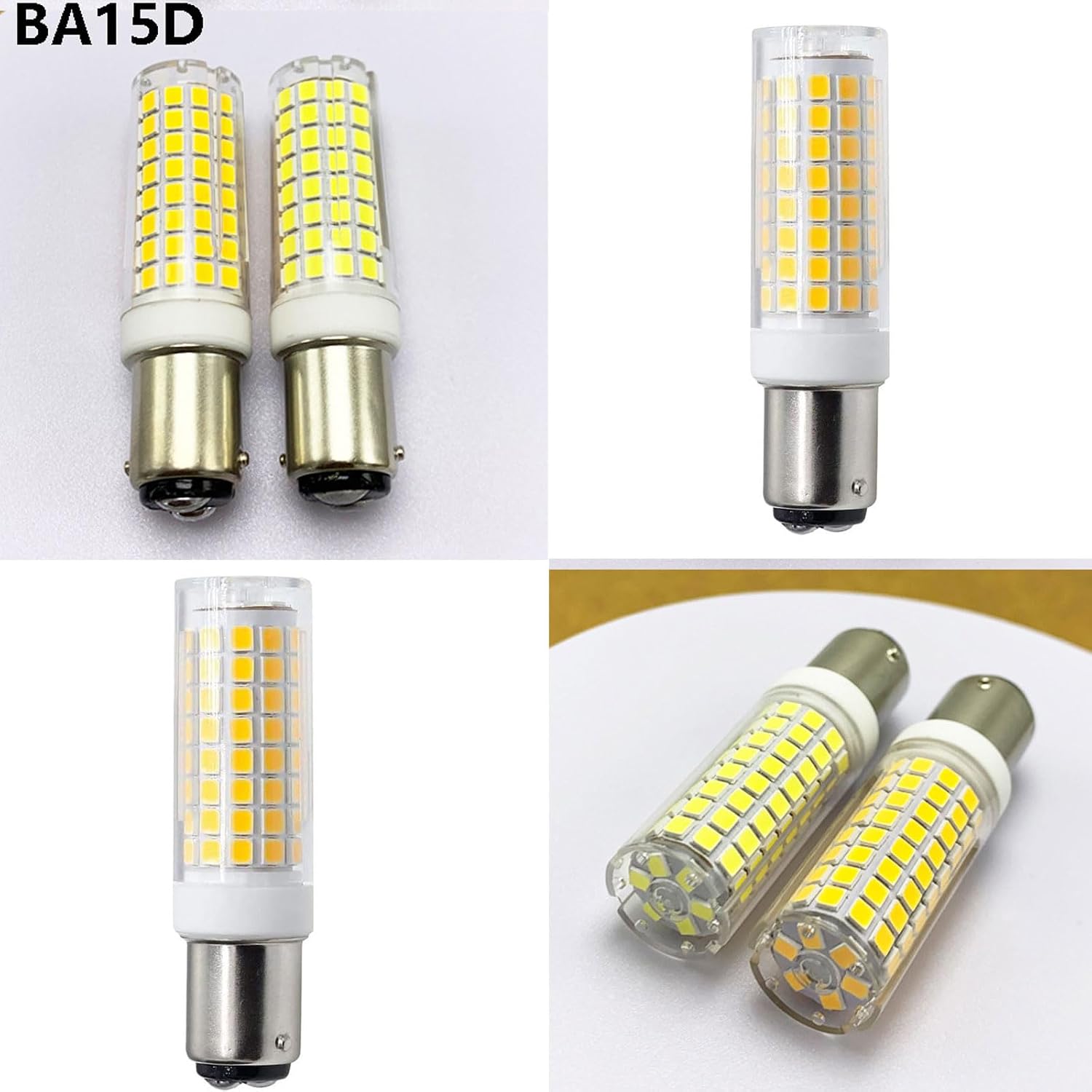 4 Pack 10W BA15D LED Light Bulb (100W Halogen Equivalent), Natural White Light 4000K, AC110V, BA15D Double Contact Bayonet Base, Dimmable, BA15D Ceramic LED Corn Light Bulbs