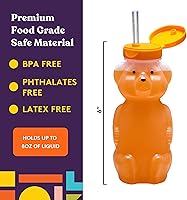Vista 4 de Special Supplies Honey Bear Straw Cup Long Straws, Squeezable Therapy and Special Needs Assistive Drink Container, Spill Proof and Leak Resistant