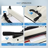 Vista 4 de Cortadora de papel resistente, cortador de papel guillotina de 12 pulgadas, Cortadora de papel de 400 hojas con doble protección de seguridad y hoja