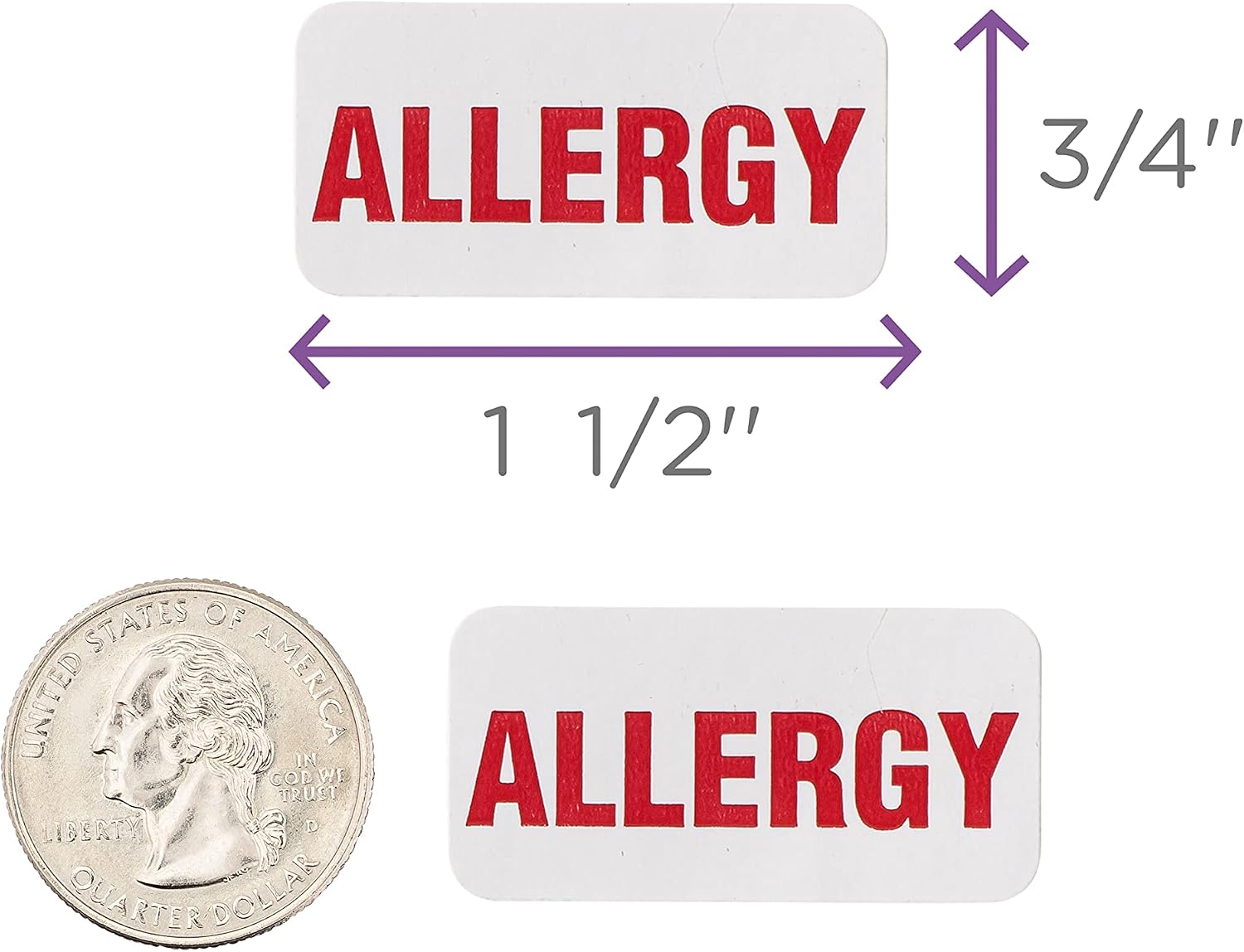Carstens Medical Stickers – Allergy Alert and Instruction Labels for Medical Charts, White and Red, Roll of 100 Patient Chart Labels, W1.5" x H.75"