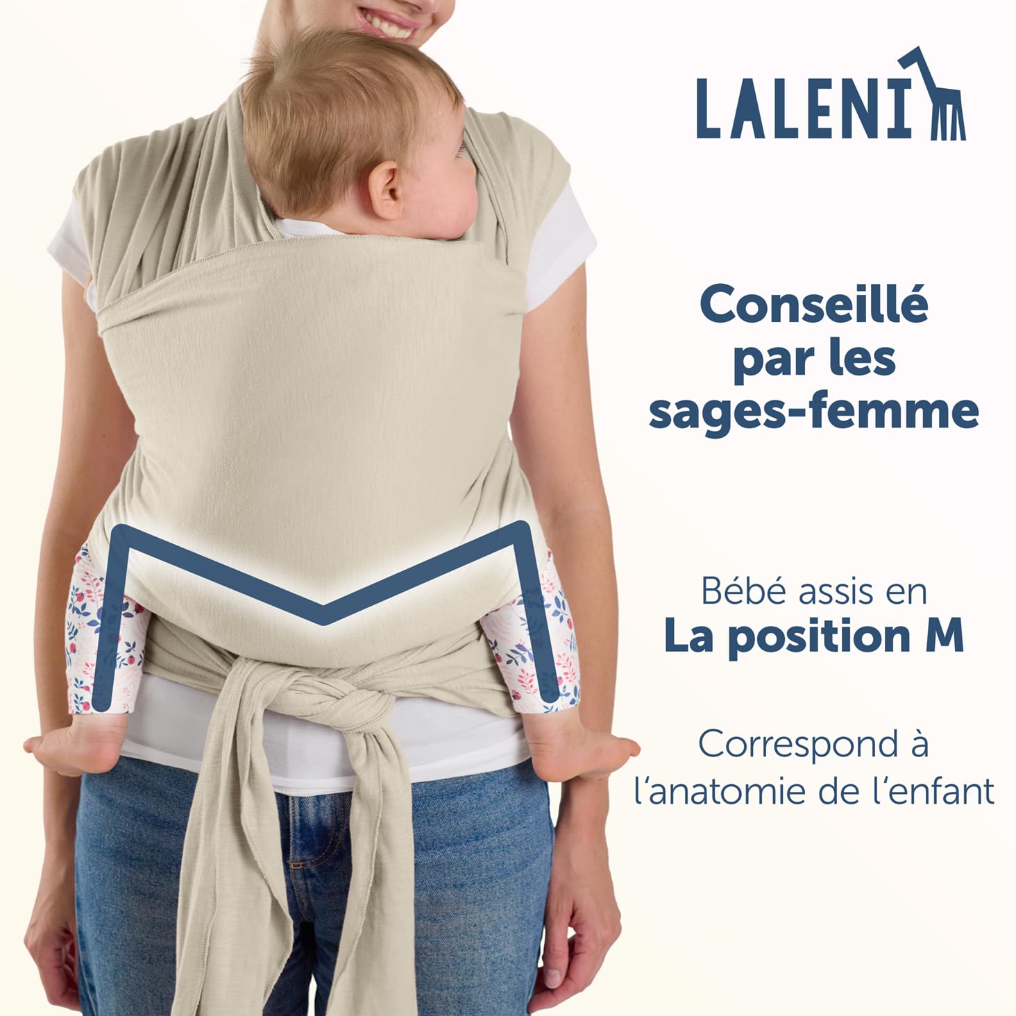 Écharpe De Portage Bébé Laleni En Coton OEKO-TEX - Porte-Bébé Physiologique Jusqu'à 15 Kg