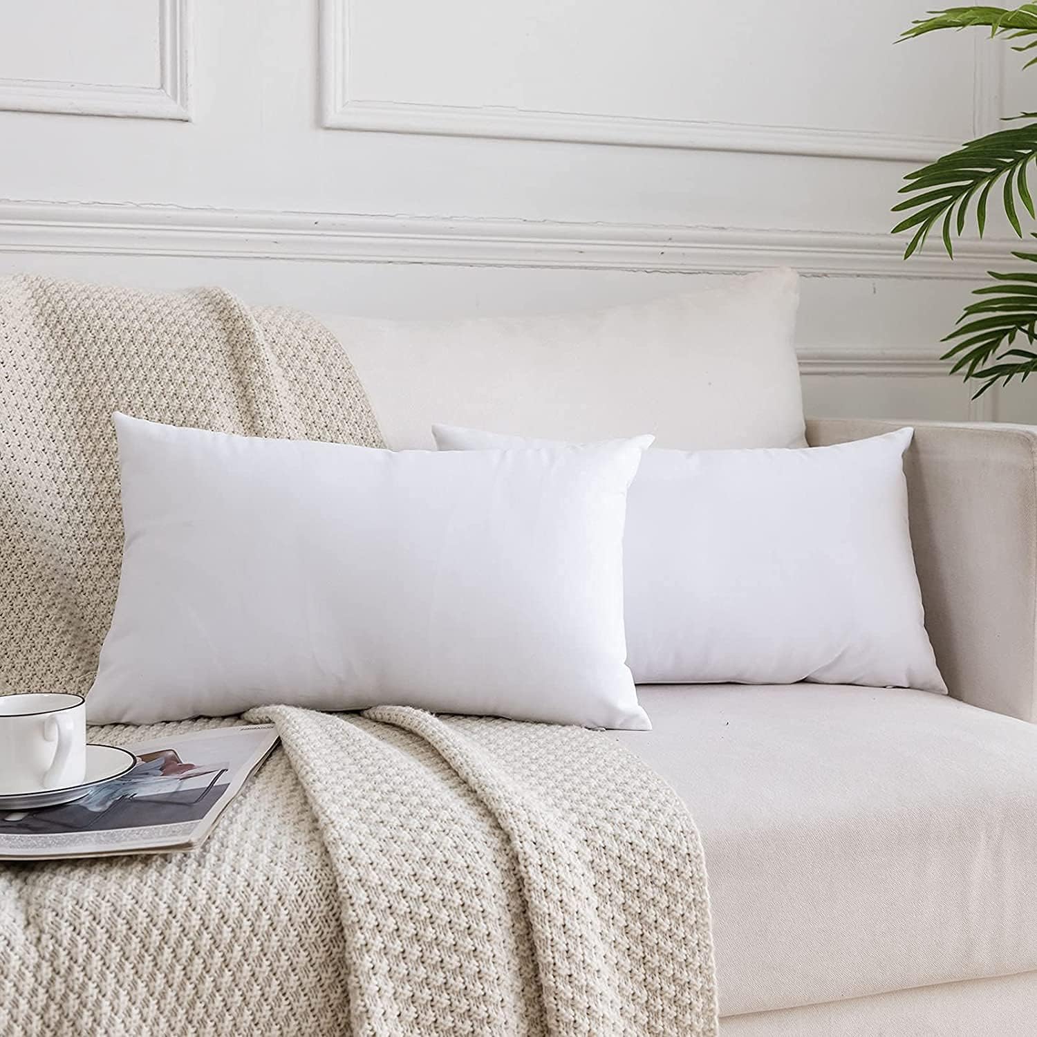 - HFI UrbanArts Premium Polyester Fiber Cushion Fillers - Pack of 2 Pcs | 12 x 18 Inches | White| Sofa Pillow, Cushions for Sofa, Cushion Pillow, Cushions for Bed