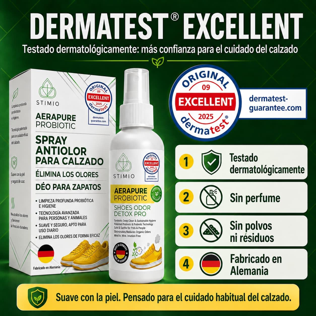 ¡Adiós al mal olor de pies! Spray desodorante probiótico y enzimático contra el sudor – Elimina olores con microorganismos activos – Natural, ecológico y sin perfumes sintéticos