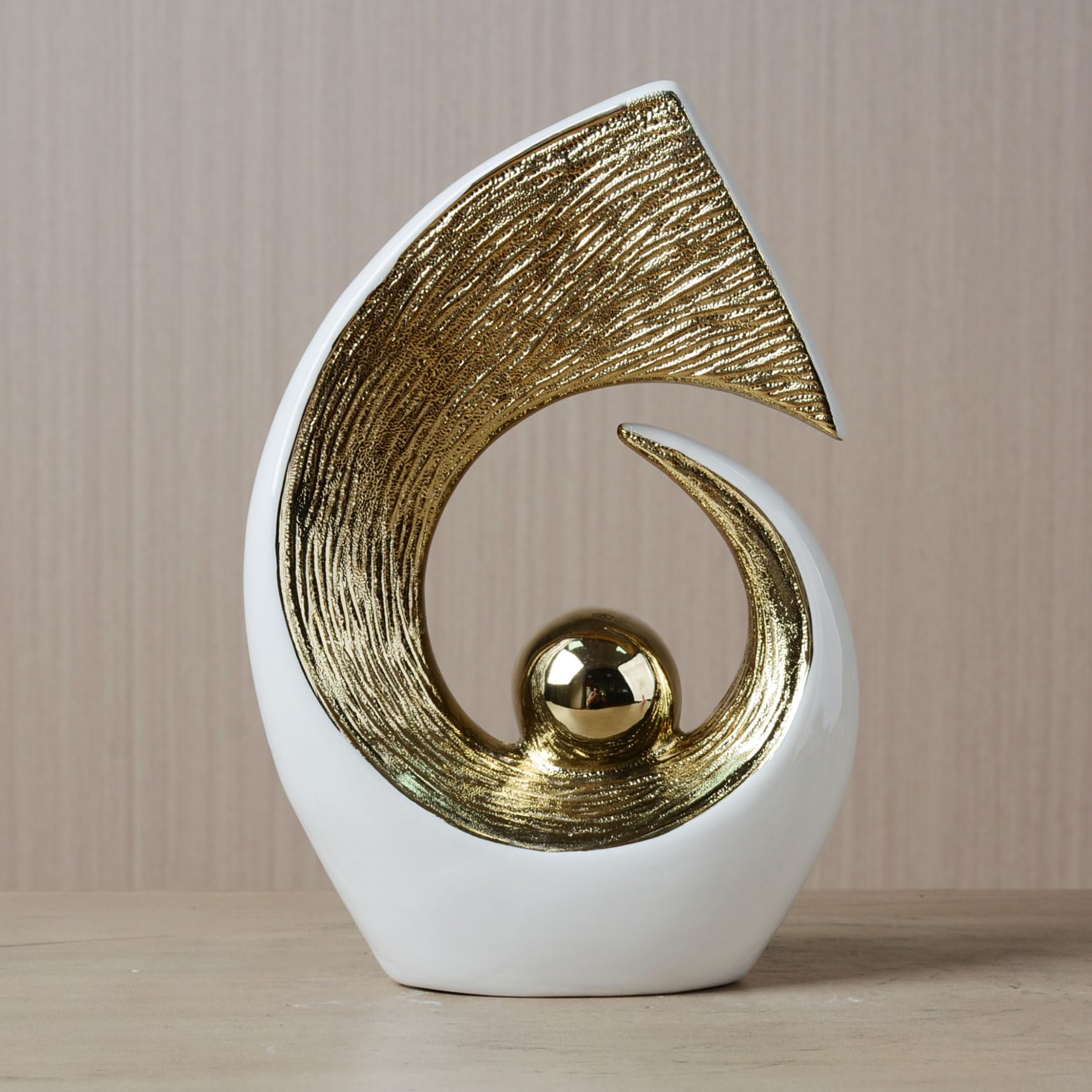 HAUCOZE Scultura Astratta Moderna Statua Decorazione Casa Figurina Mensola Arte Regalo per Scaffalf Scrivania Soprammobili Ceramica 25cm