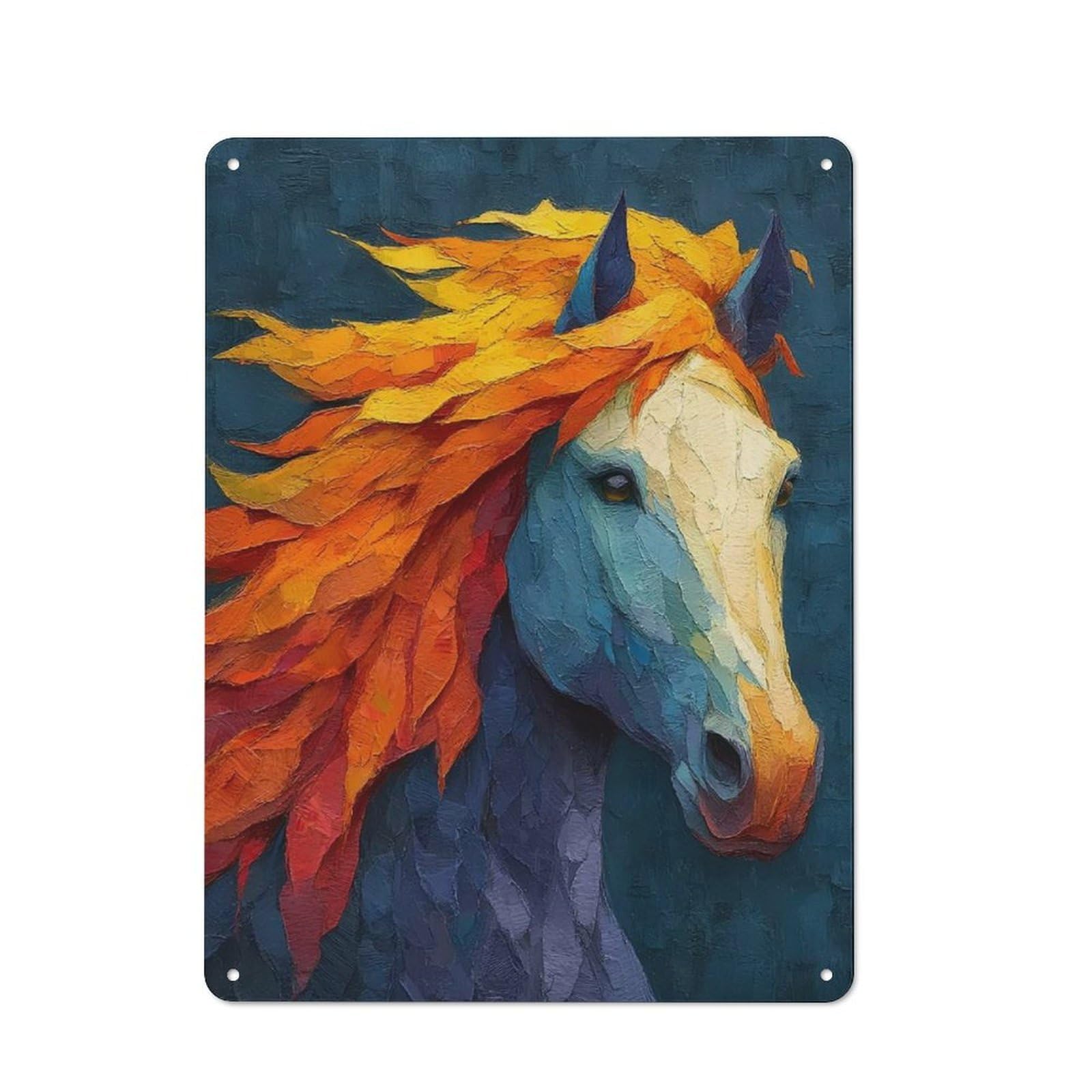 Tin Sign 40x30cm with Vibrant Horse Portrait for Garage Wall, Retro-style Decor, for Vintage Wall Decor Fans, for Metal Sign Collectors