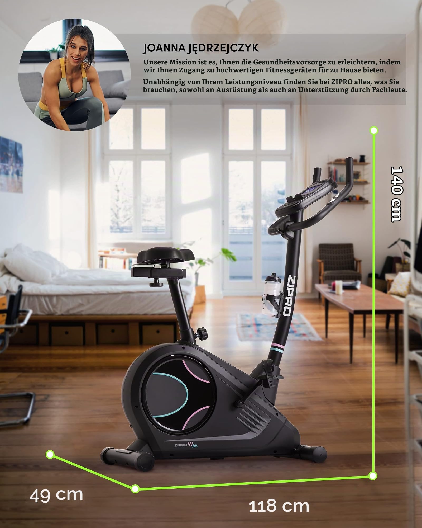 Zipro Heimtrainer Fahrrad Flame, Ergometer Fitnessbikes, Magnetisches Fahrradtrainer, Ergometer Fahrrad bis 150kg, Indoor Bike, Trainingsfahrrad für zuhause, Fahrradergometer Kabelgebunden