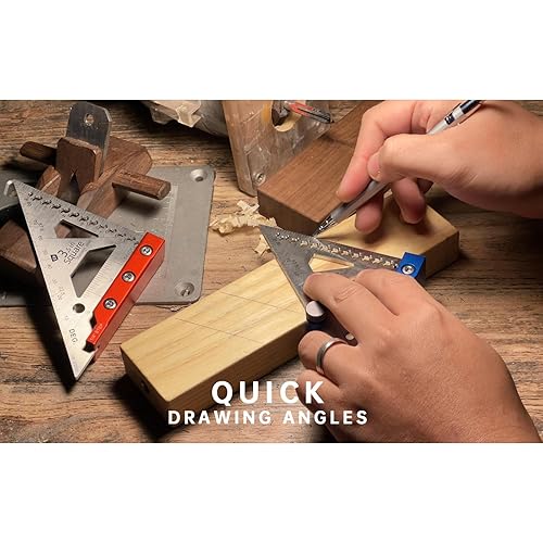 Miniatura 4 de SUNLFPROD Mini herramienta cuadrada de carpintero con tope abatible de 90 grados, pequeño carpintero cuadrado de precisión, maquinista de medición