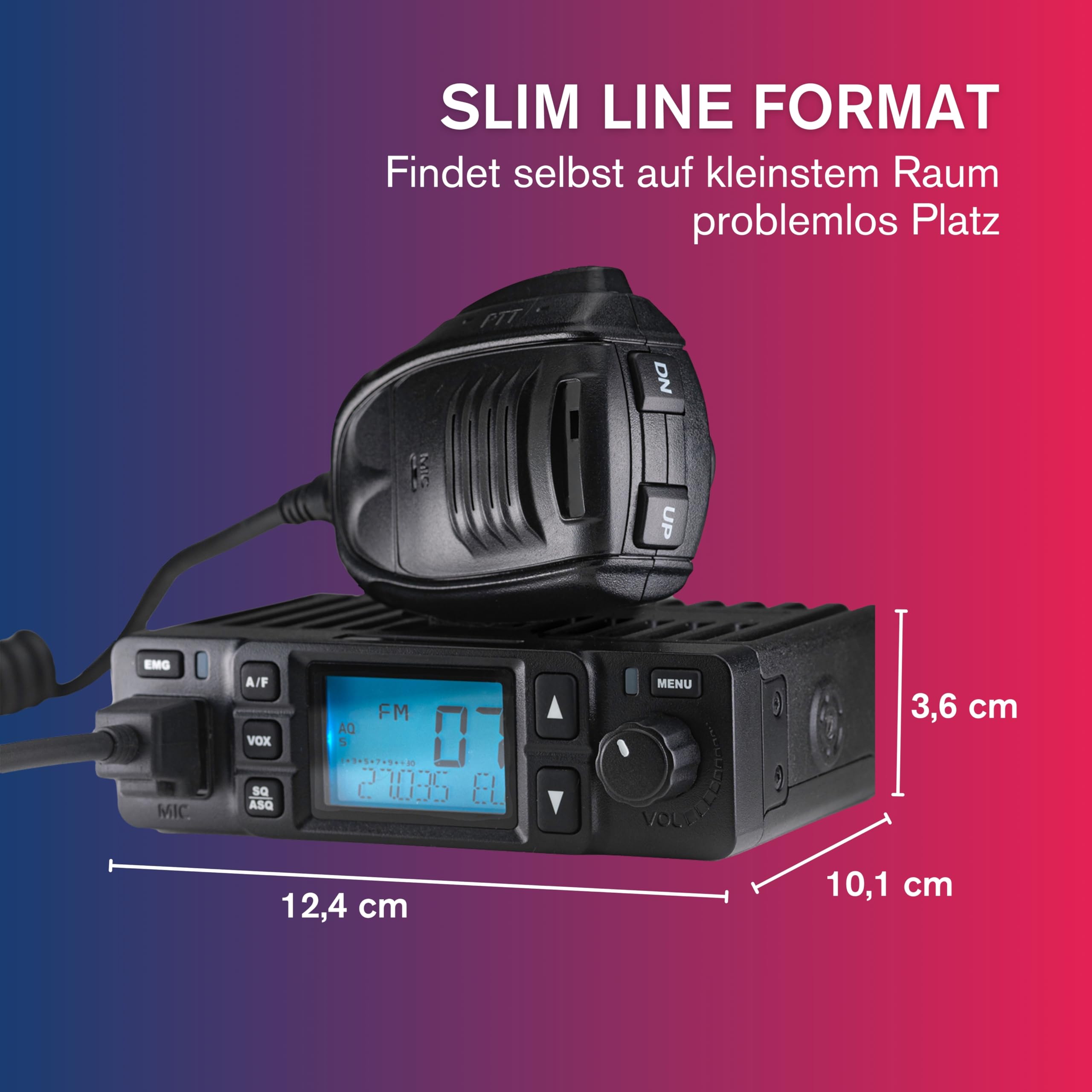 Albrecht AE6290 CB Funkgerät, 12629, mit integrierter Repeater/Relais Funktion, 12/24V, VOX, RJ-45 Westernstecker Schwarz