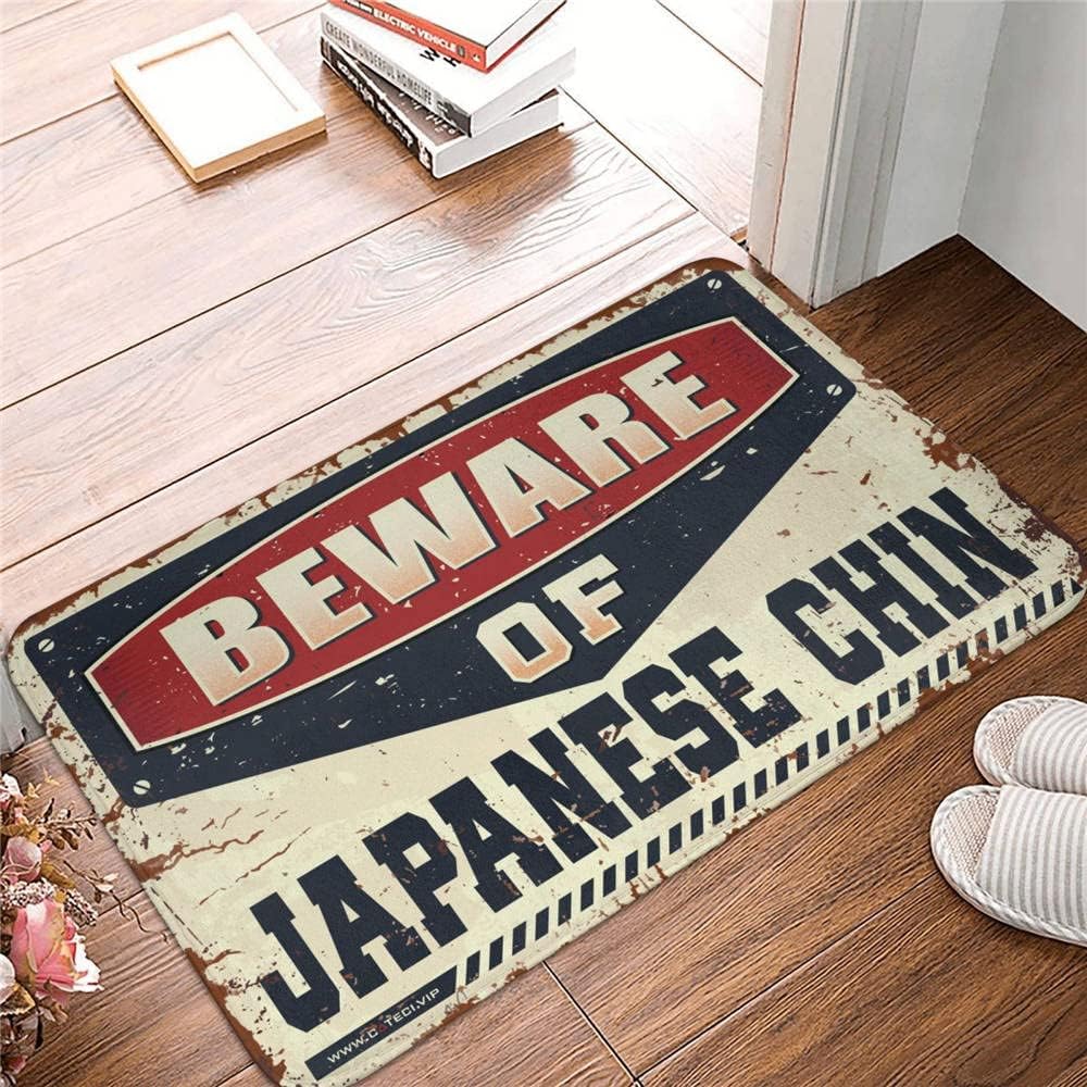 Funny Entry Doormat Beware of Japanese Chin Rug