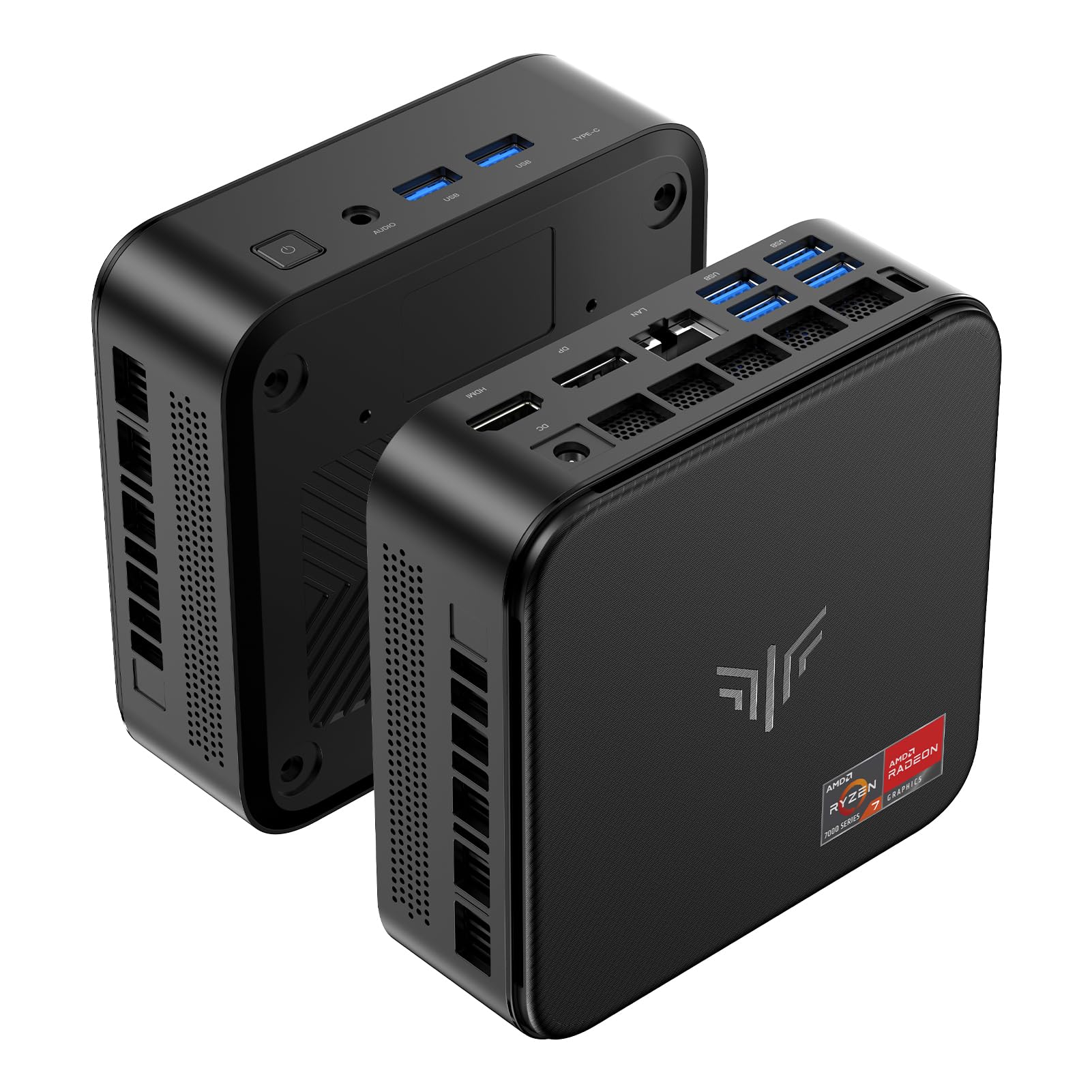 NiPoGi E3B Mini PC, AMD Ryzen 7 7730U 16GB DDR4 512GB SSD Mini Ordenador, Soporte Triple Monitor 4K@60Hz (HDMI 2.0/Type-C/DP 1.4), WiFi 6, BT 5.2 para Gaming Ligero, Oficina Profesional y Empresa