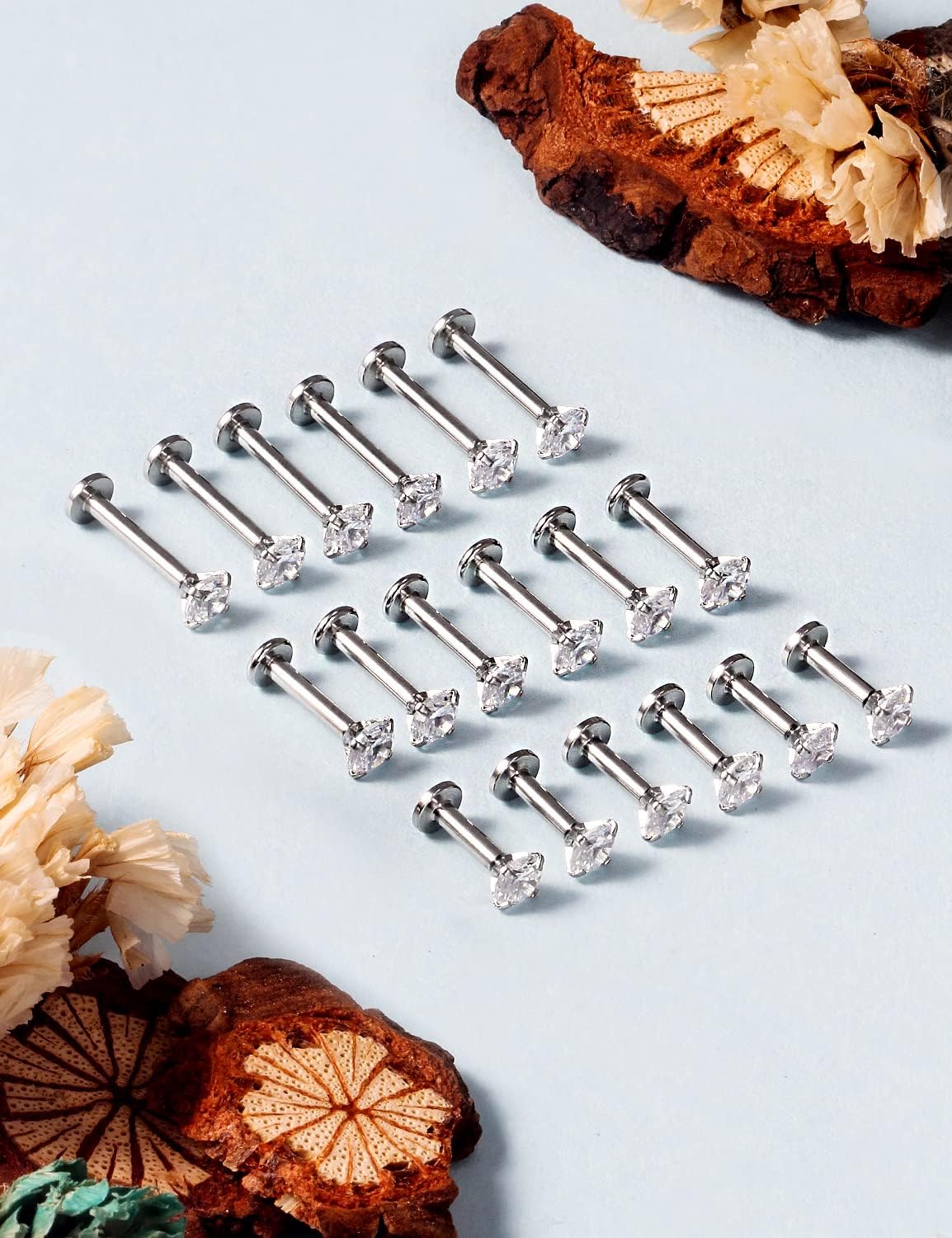 Vsnnsns 14G Lip Rings Stainless Steel Tragus Helix Conch Piercing Jewelry Snake Bite Piercing Monroe Lip Rings Labret Medusa Cartilage Lobe Earrings Studs Piercing Jewelry 6MM 8MM 10MM Silver 18PCS - Image 6