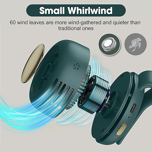 Miniatura 3 de Mini ventilador silencioso portátil sin aspas, ventilador de clip pequeño, ventiladores de clip de 3 velocidades para exteriores, viajes y oficina