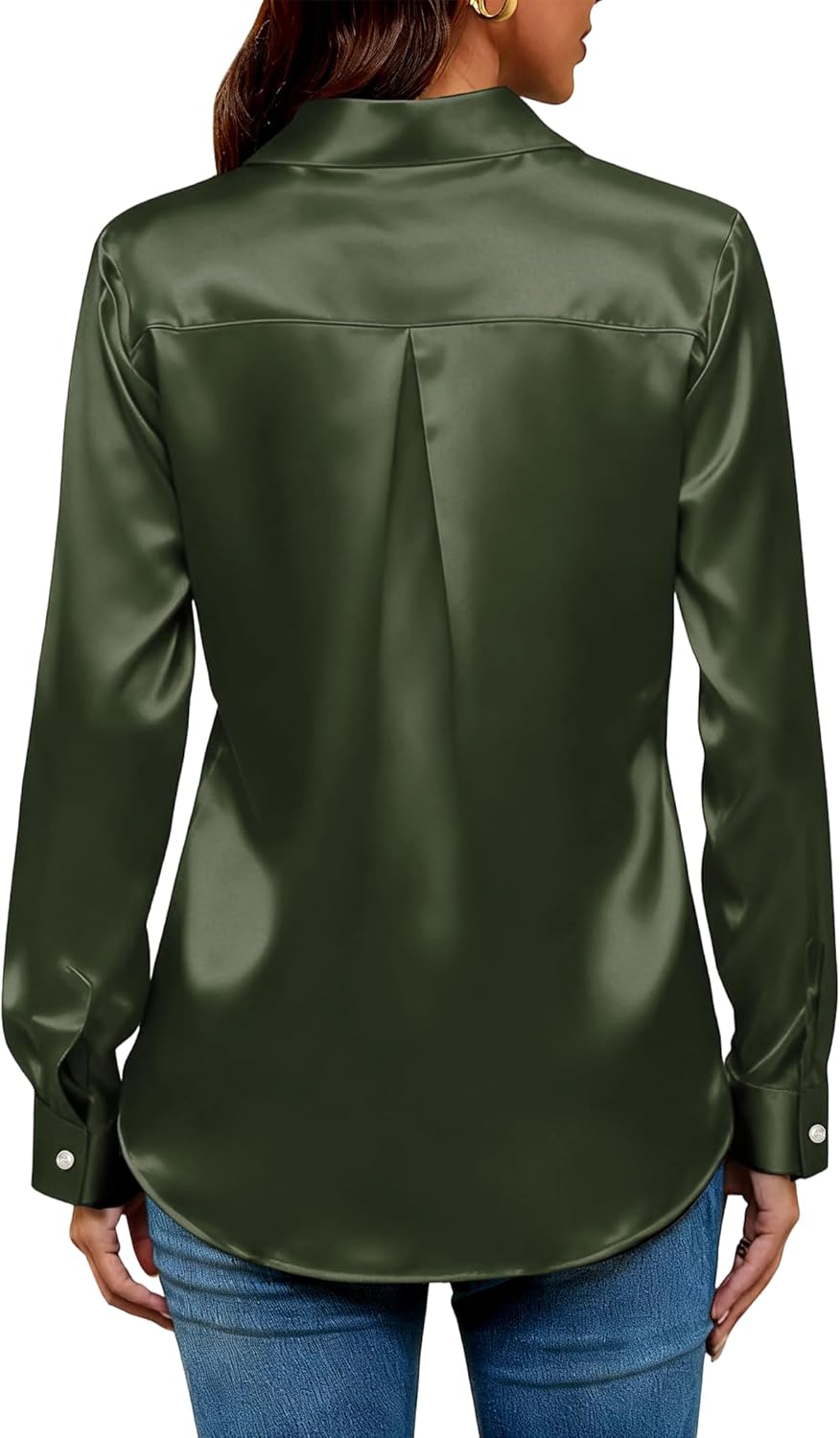 Satin Shirts for Women, Silk Blouses for Women Dressy Elegant Satin Button Down Shirts Holiday Tops Christmas Party Outfits - Image 6