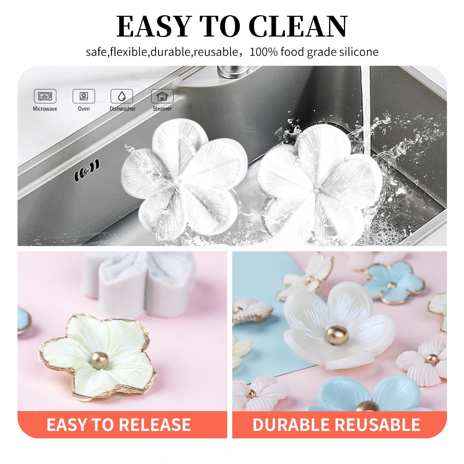 KALAIEN 5 Petals Flower Embossing Mould Flower Cake Design Moulds Gumpaste Molds for Cupcake - Image 4