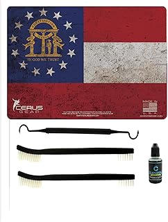 EDOG Georgia State Flag 5 PC Cerus Gear Heavy Duty Pistol Cleaning 12x17 Padded Gun-Work Surface Protector Mat Solvent & Oil Resistant & 3 PC Cleaning Essentials & Clenzoil, Made in The USA
