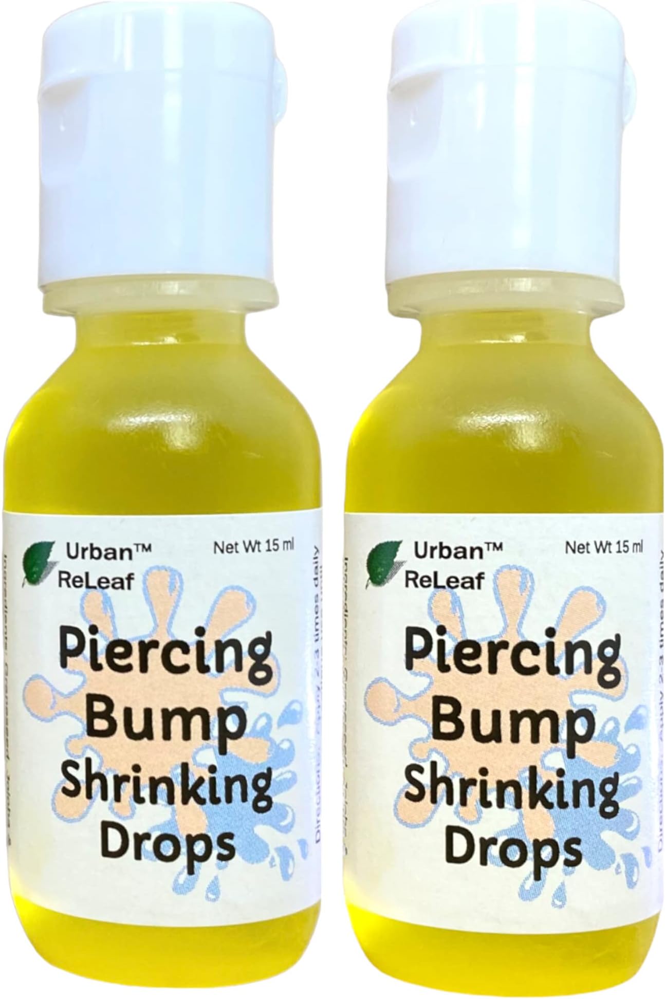 Urban ReLeaf SET of 2 Piercing Bump Shrinking Drops ! Keloid Bumps Gentle, Effective Aftercare. 100% Natural Essential Oils. Fast, Removal Help Scars, Nodules, Cartilage, Nose, Ear Spots. Clean