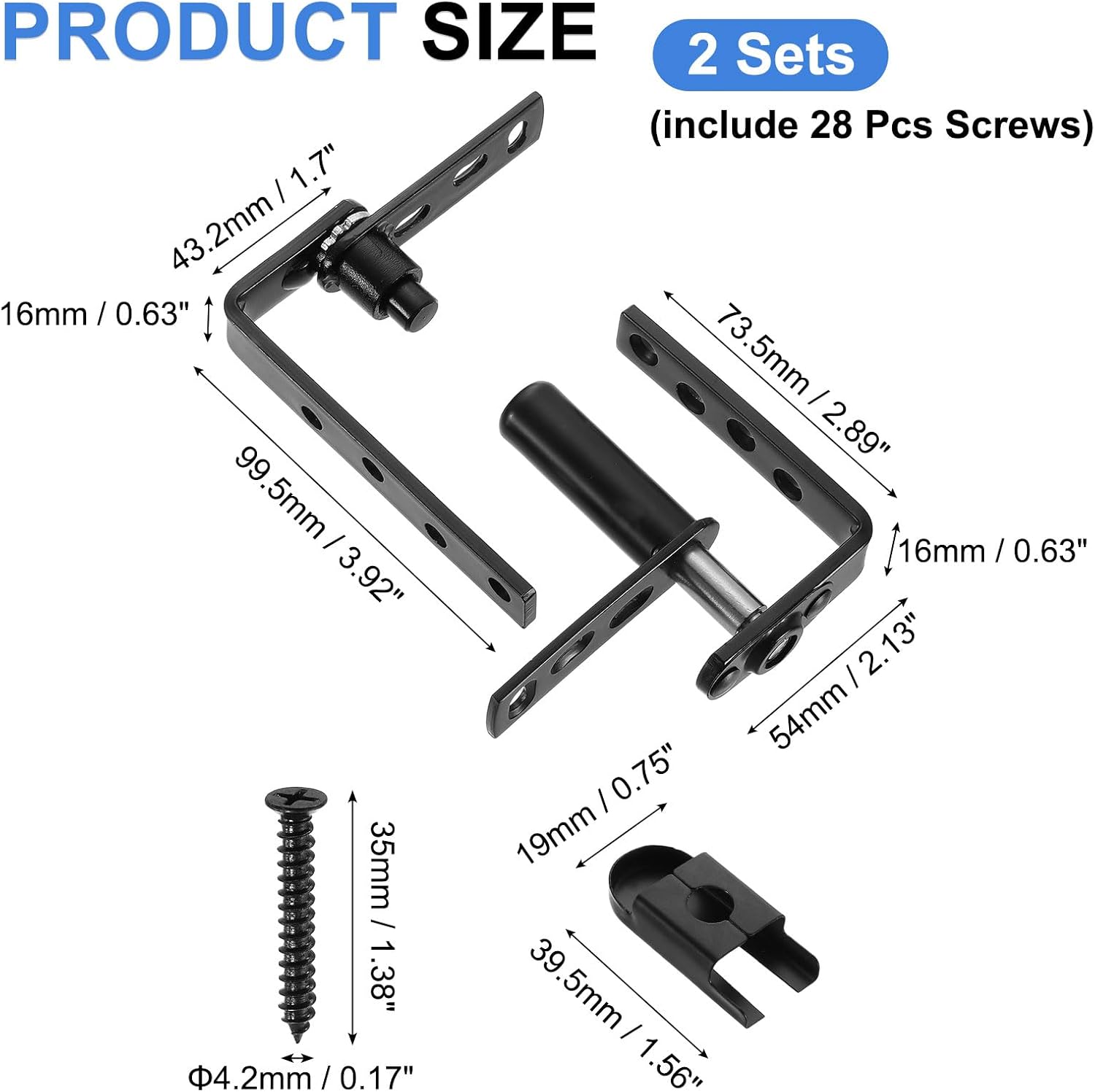 uxcell 2Set Saloon Door Hinges, 304 Stainless Steel Self-Return Double Swinging Door Hinge Hardware for Minimum 22mm Thick Cafe Bar Barn Gate, 15kg/33lbs Black