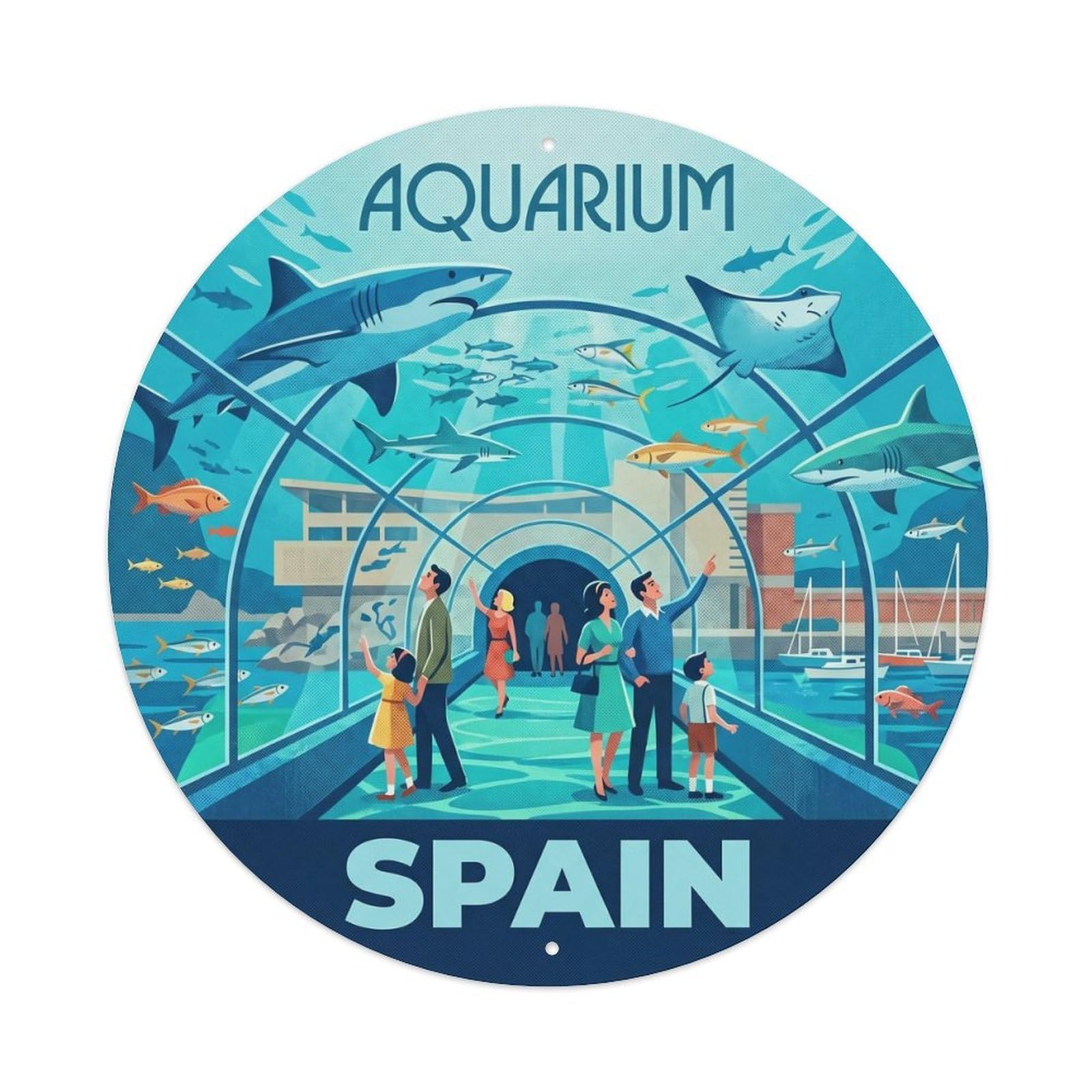 San Sebastian Aquarium Spain Landmark Travel Metal Tin Sign